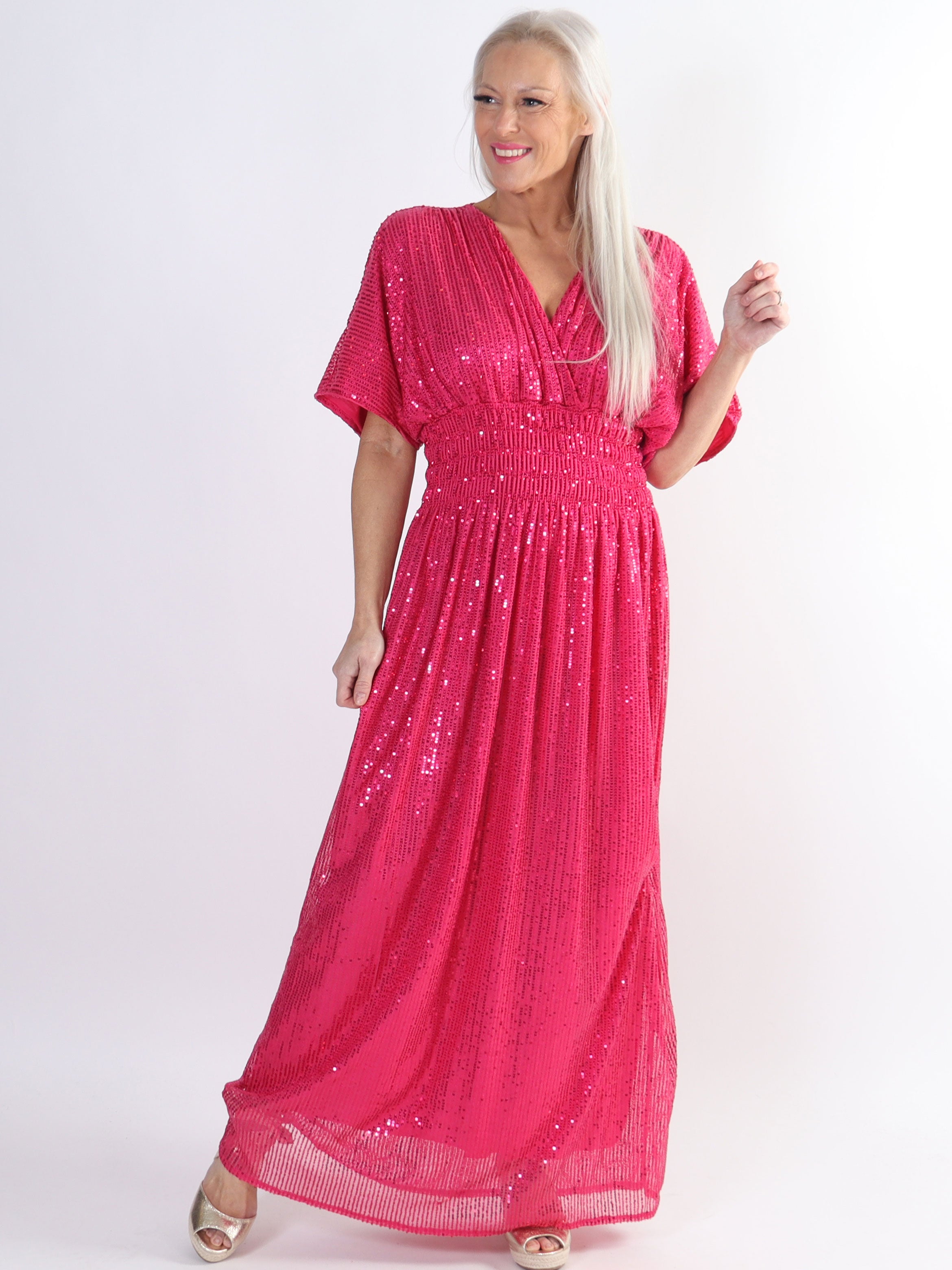 Pams Glitter - Lång plus size klänning med paljetter